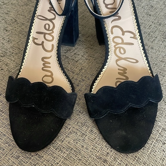 Sam Edleman Odilia Black Suede Scalloped Heels Size 10 - Picture 5 of 12